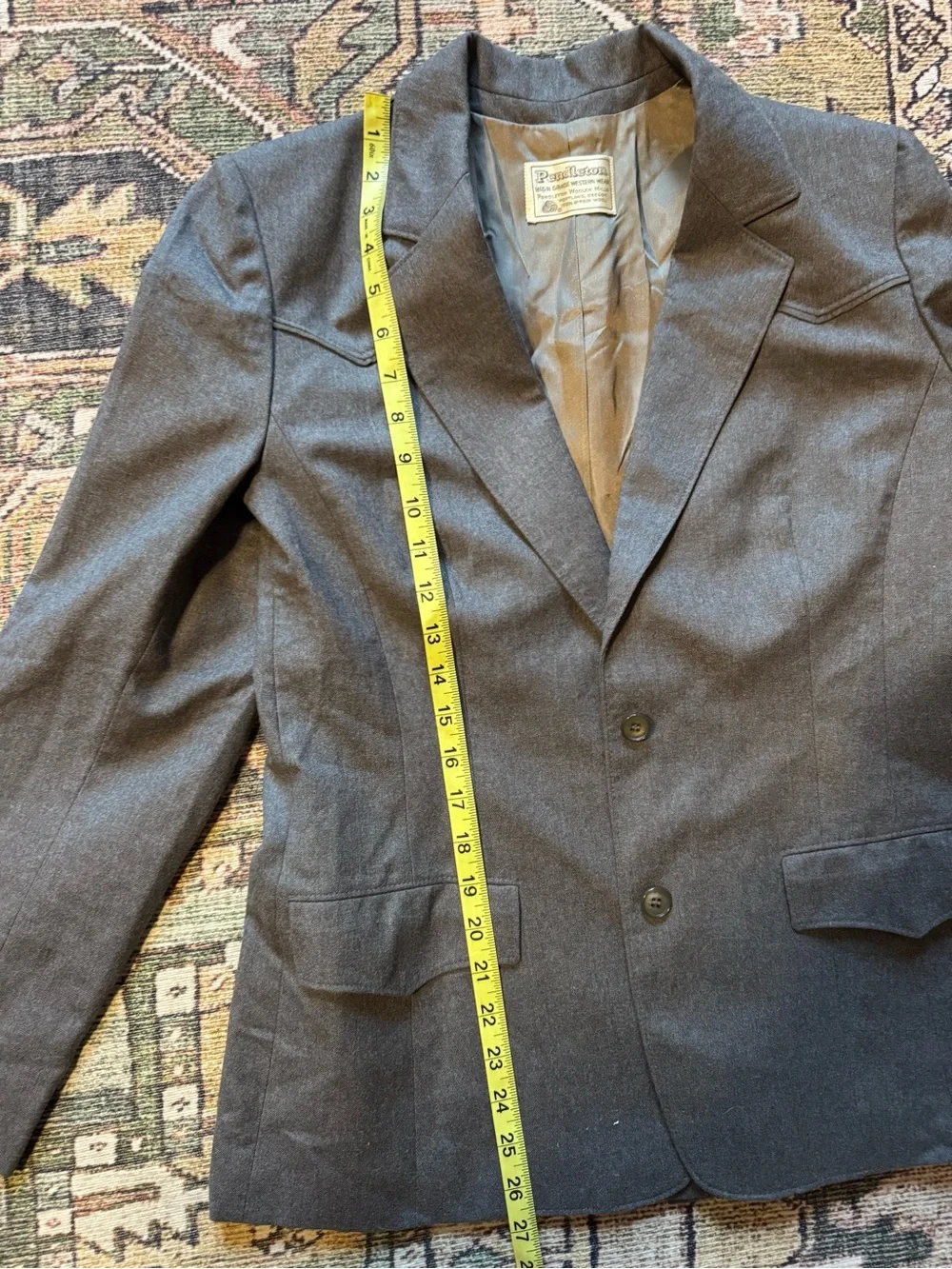 Vintage Pendleton Western Wool Blazer Jacket Gray Cowboy Ranchwear Men’s XS